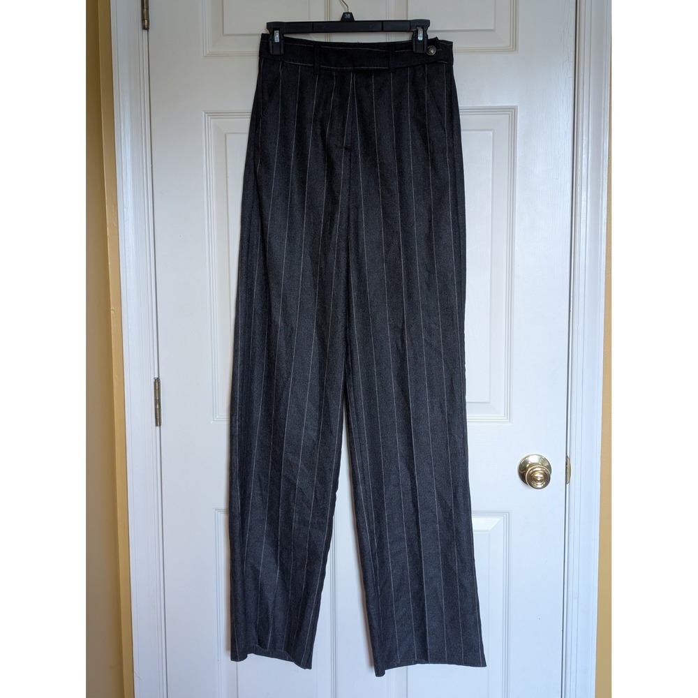 Marella Italy Charcoal Pinstripe Pleated Wide Leg Dress Pants‎ Women's 30x37